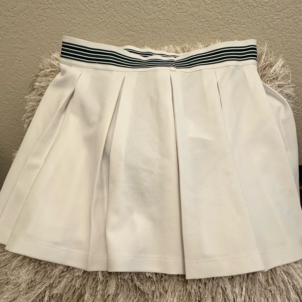 NWT Lacoste Green and White Striped Tennis Skirt Size 8 - Picture 3 of 5